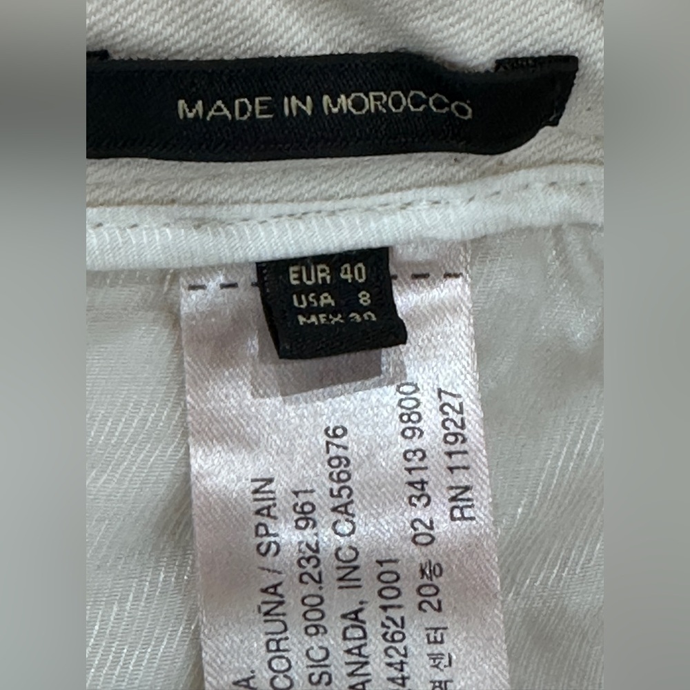 Massimo‎ Dutti Cream Crop Jeans Women’s 8 Stretch Straight Leg Pants Casual - Picture 7 of 10